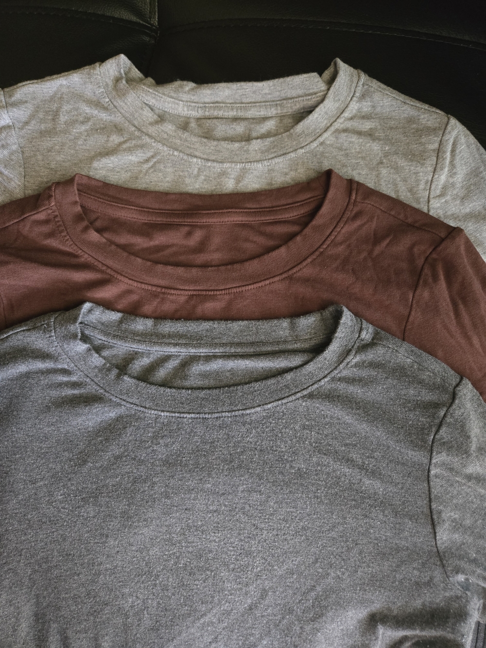 3-Pack Crew Neck Bodysuits in Gray, Brown, and Heather Gray